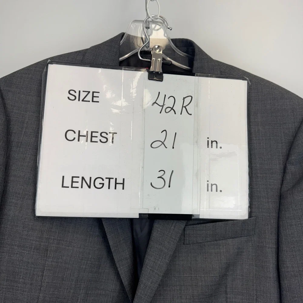 Lauren Ralph Lauren Mens 42R Grey 100% Wool Sharkskin 2 Button Blazer Sport Coat